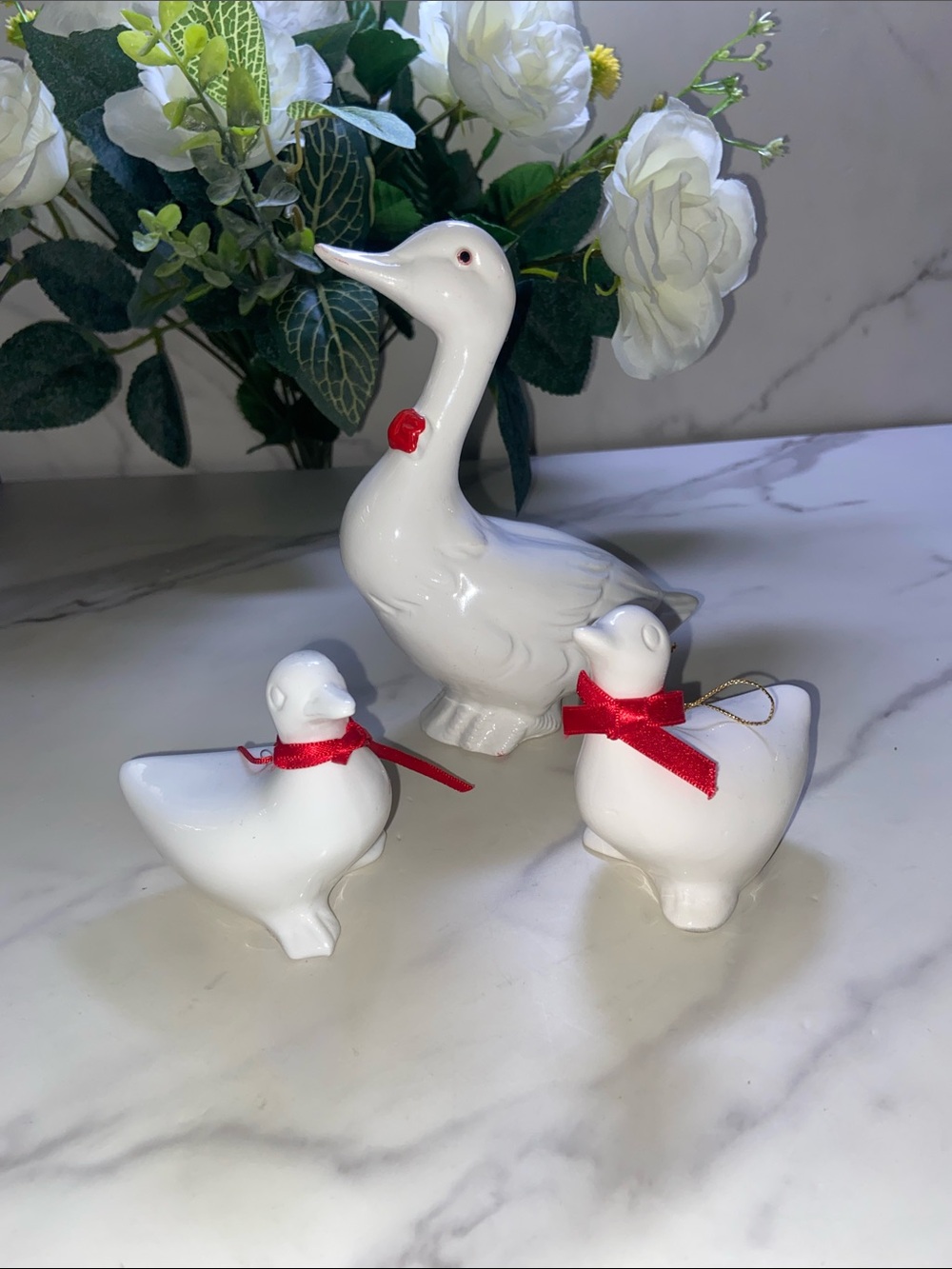 Department 56 Vintage Goose Duck Ornament Bone China Taiwan Duck Family Set of 3